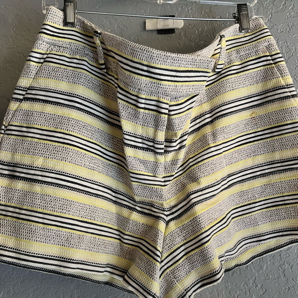 LOFT Striped Yellow and Black Women Shorts